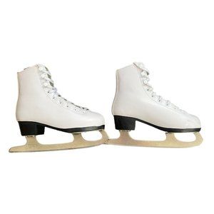 American Ice Figure Skates With Blades Kids Girls Junior Size 2 White Laces